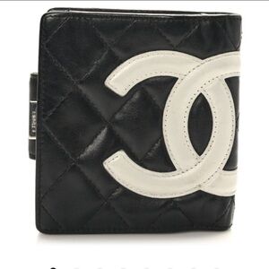 CHANEL Cambon Black and White Calfskin Wallet